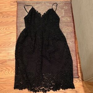 ASTR the Label Black Lace Midi Dress with Spaghetti Straps XL
